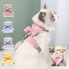 Solid Nylon Pet Dog Harness I Shape Bow Tie Summer Walking Chihuahua Leash Set Durable Medium York Dog Floral Pet Accessories