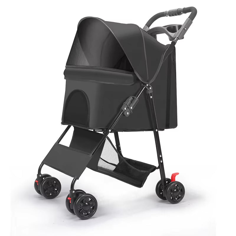 High Quality Pet Stroller Teddy Cat and Dog Stroller Small Lightweight Foldable Outdoor Stroller Suitable for Outdoor Activities