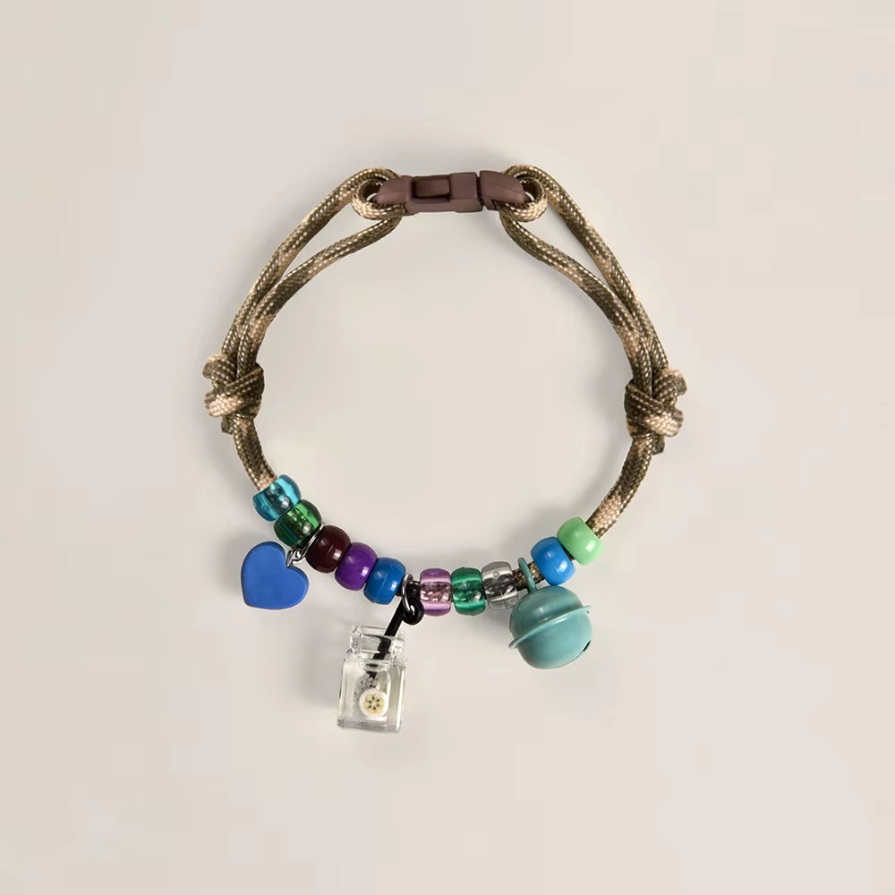 Pet Beaded Necklace Accessories, Skin-Friendly Rope Neck Collar, Dog and Cat Bell Collar to Prevent Getting Lost