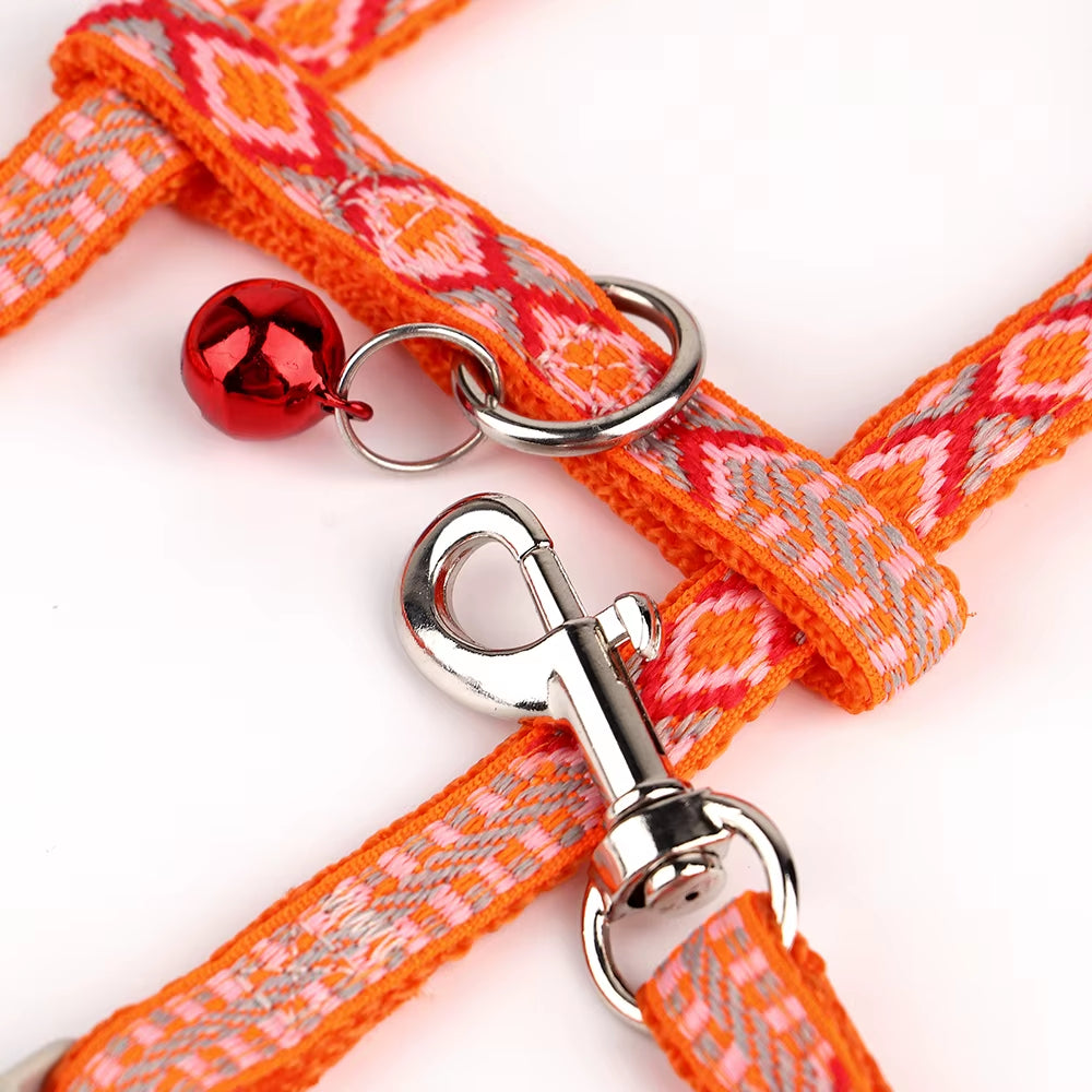 Adjustable Cat Dog Harness and Leash Set Nylon Vest Walking Lead for Kitten Puppy Cats Harness Leash Set Small Dogs Chihuahua