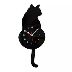 Creative Wagging Tail Cat Wall Clock – Silent Quartz Acrylic Clock for Home & Kitchen Decoration