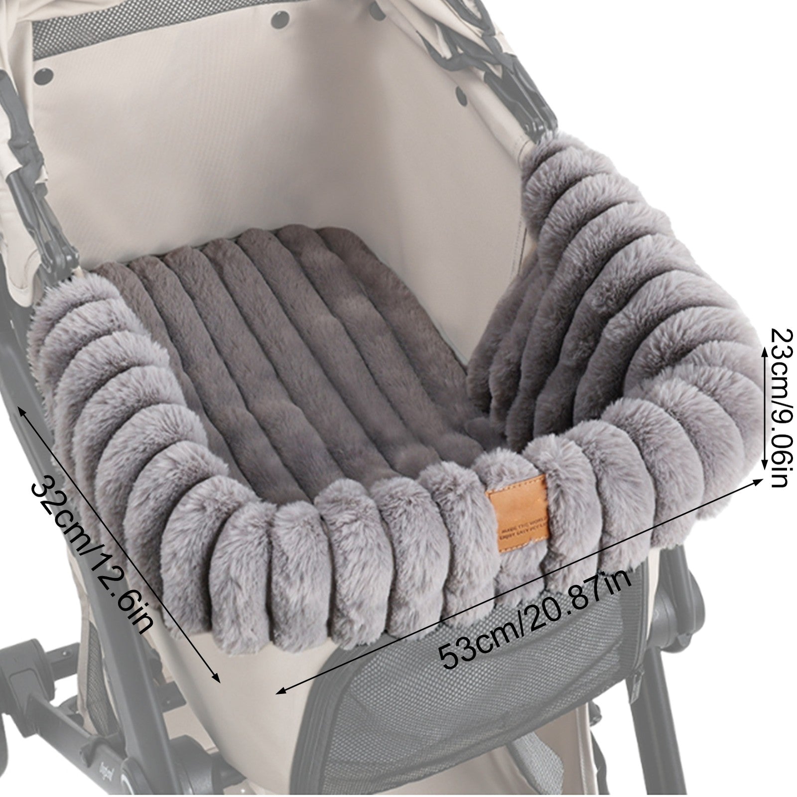 1X Plush Dog Stroller Mat Winter Warm Reusable Pet Stroller Pad/Liner