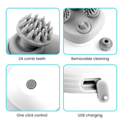 Pet Massager for Dogs and Cats, Electric With 4 Rotatable Massage Heads, Three Modes - White