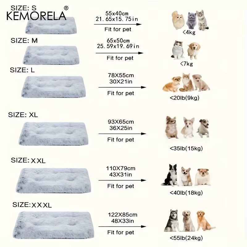 Luxury Large Dog Bed - Plush Fluffy Kennel Mat with Non-Slip Polyester Bottom Washable Durable