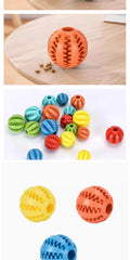 Interactive Dog & Cat Treat Ball - Natural Rubber Dental Chew & IQ Toy