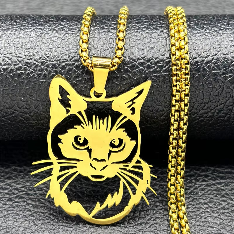 Ragdoll Cat Necklace for Pet Lovers - Stainless Steel Chain Jewelry in Gold and Silver Colors
