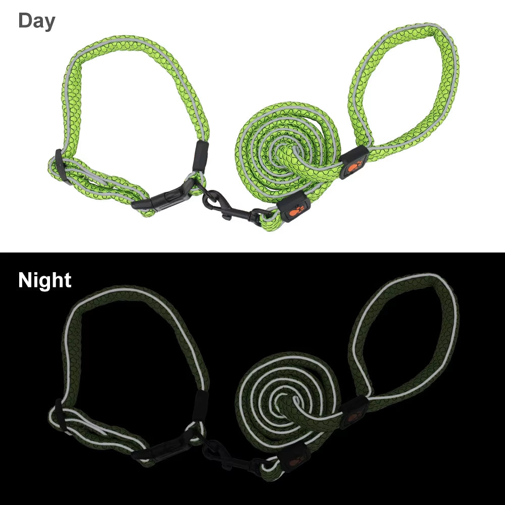 Set Pet Leash Collar Dog Walking Reflective Leashes