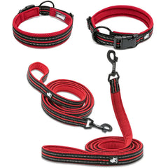 Premium Reflective Dog Leash & Collar Set – Adjustable, Durable & Safety-Enhanced Design
