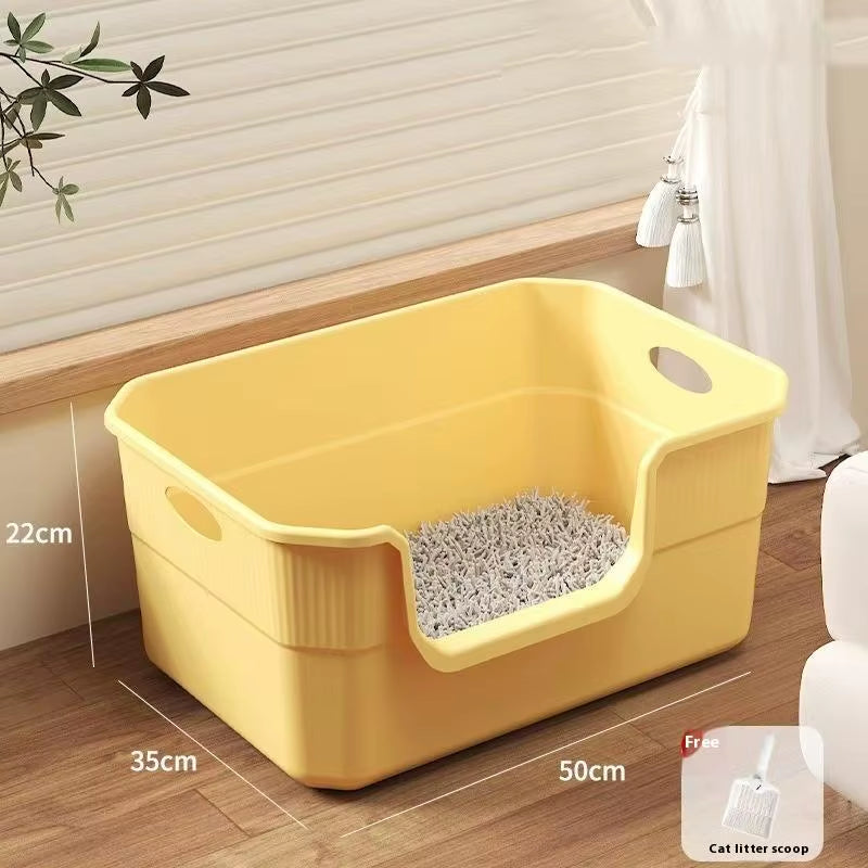 Open-Top Cat Potty Cat Garbage Odor-Resistant Bin Large Capacity Large Size Semi Enclosed Anti-Spla Cat Toilet Pet Supplies