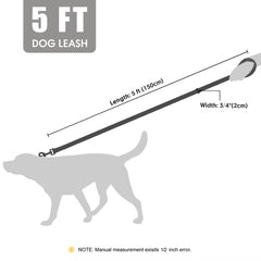 5ft Durable Nylon Dog Leash with Soft PU Leather Handle – Strong Walking Lead for Small Medium and Large Dogs