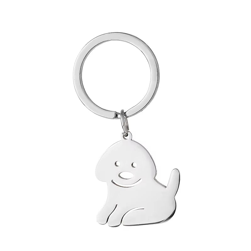 Cute Cat Keychain Stainless Steel 