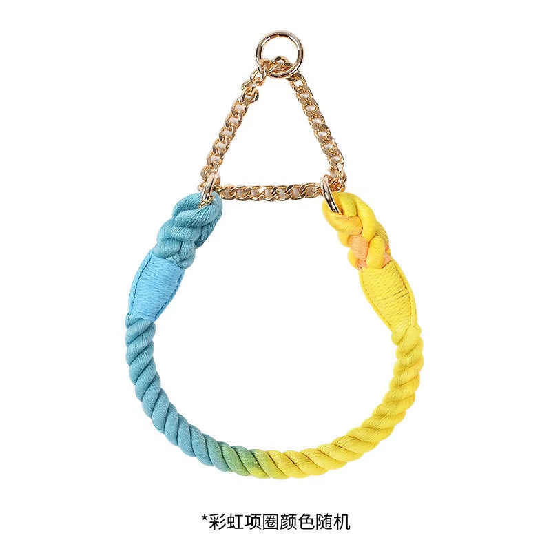 Loudik Wholesale Short-Pull Large Dog Rope Explosion-Proof Pet Traction Rope P-Chain Collar Set Medium and Large Dog Supplies