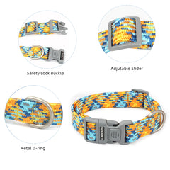 Premium Braided Nylon Rope Dog Leash and Collar Set - Heavy-Duty Adjustable Climbing Rope Pet Lead with Quick-Release Safety Buckle for Small, Medium, and Large Dogs