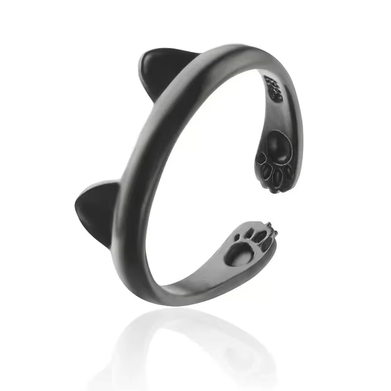 2025 Vintage-Inspired Black Cat Claw Adjustable Ring for Couples - Elegant Jewelry Gift for Friends and Loved Ones