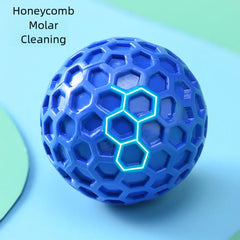 Tough Natural Rubber Squeaky Dog Ball - Indestructible Beef-Flavored Honeycomb Hexagonal Chew Toy for Aggressive Chewers and Dental Health