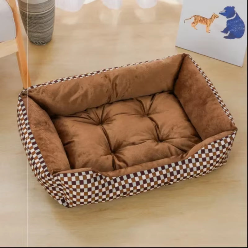 Square Dog Bed - Plush Calming Sofa for Small to Medium Pets