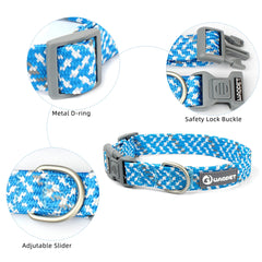 Premium Braided Nylon Rope Dog Leash and Collar Set - Heavy-Duty Adjustable Climbing Rope Pet Lead with Quick-Release Safety Buckle for Small, Medium, and Large Dogs