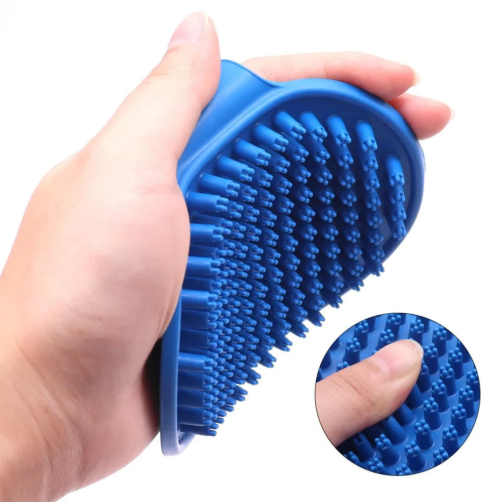 Soft Silicone Pet Bath Brush for Dogs & Cats - Dual-Sided Grooming Massage Tool with Waterproof Design, Removes Loose Hair Durin
