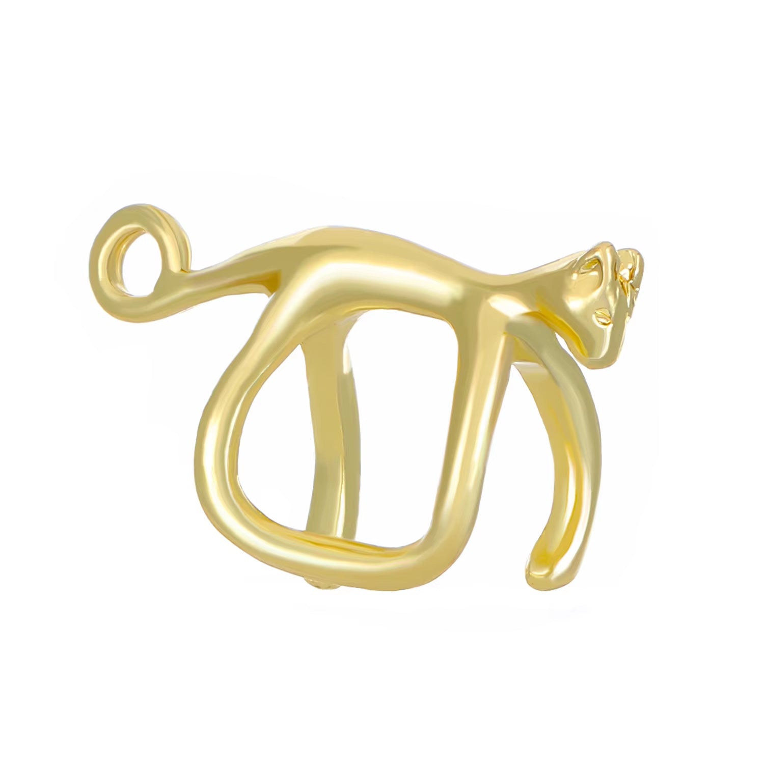 Stylish Cat Elf Clip-On Earrings with Green Eye Design - Unique Metal Fashion Jewelry for Women