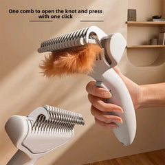 Curved Stainless Steel Pet Grooming Brush - Professional Deshedding Tool for Dogs & Cats