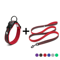 Premium Reflective Dog Leash & Collar Set – Adjustable, Durable & Safety-Enhanced Design