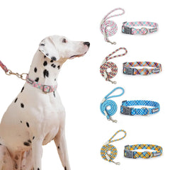 Premium Braided Nylon Rope Dog Leash and Collar Set - Heavy-Duty Adjustable Climbing Rope Pet Lead with Quick-Release Safety Buckle for Small, Medium, and Large Dogs
