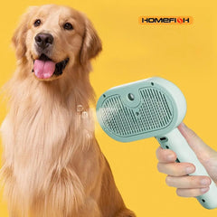2-in-1 Nano Spray Pet Grooming Brush - Electric Steamy Brush for Dogs & Cats - Anti-Flying Fur & Deshedding Tool