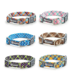Reflective Nylon Dog Collar with Metal Buckle - Adjustable Heavy-Duty Puppy Collar - High-Visibility Quick-Release Neck Collar for Medium & Large Dogs
