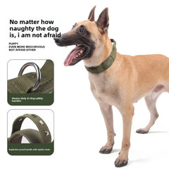 Adjustable Nylon Rivet Dog Collar - Heavy-Duty Explosive-Proof Anti-Loss Pet Neckband with Reflective Strip for Medium to Large Dogs