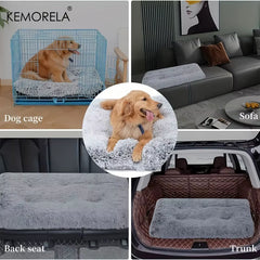 Luxury Large Dog Bed - Plush Fluffy Kennel Mat with Non-Slip Polyester Bottom Washable Durable