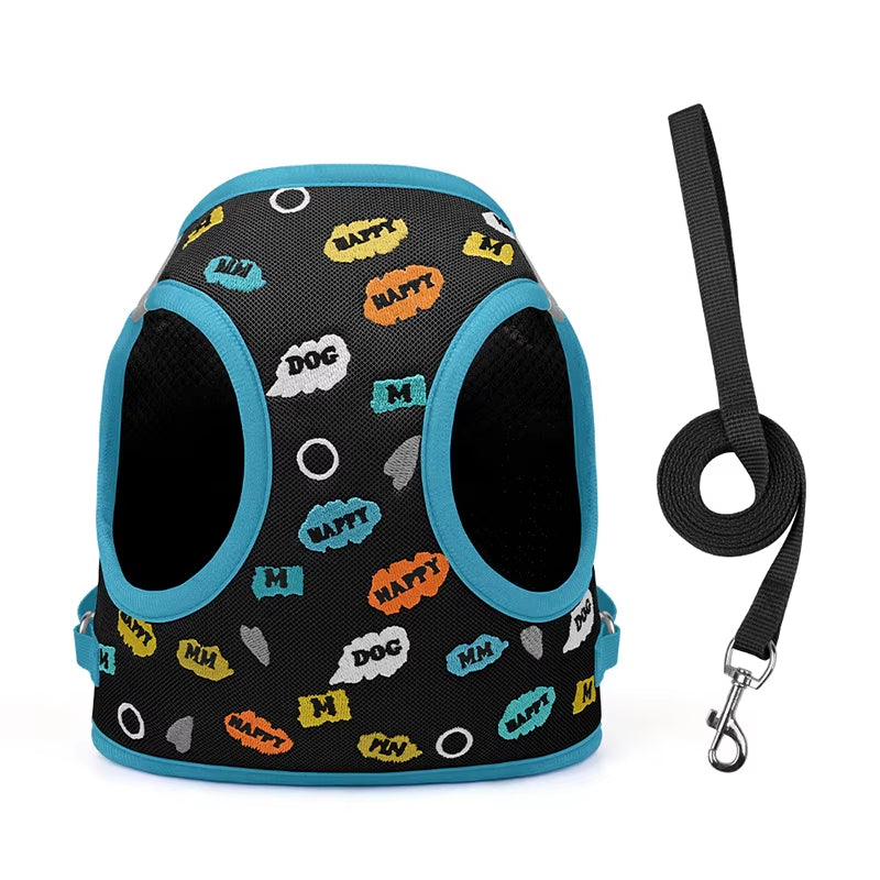 Puppy Dog Reflective Pet Harness and Leash Set for Dog &Cat No Pull Dog Vest Harness with Breathable Mesh Chest Straps