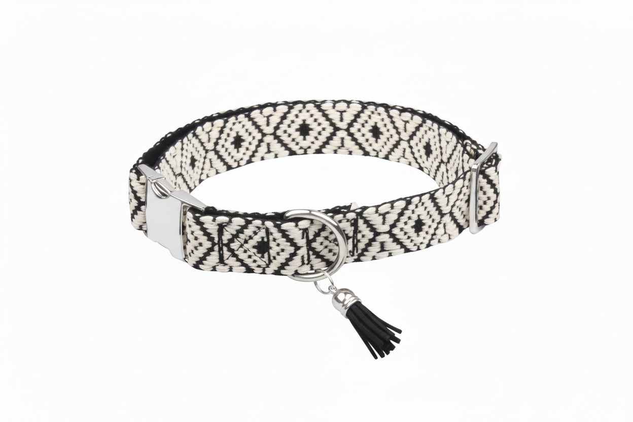 Bohemian Ethnic Dog Collar – Adjustable Woven Design for Small, Medium & Large Dogs