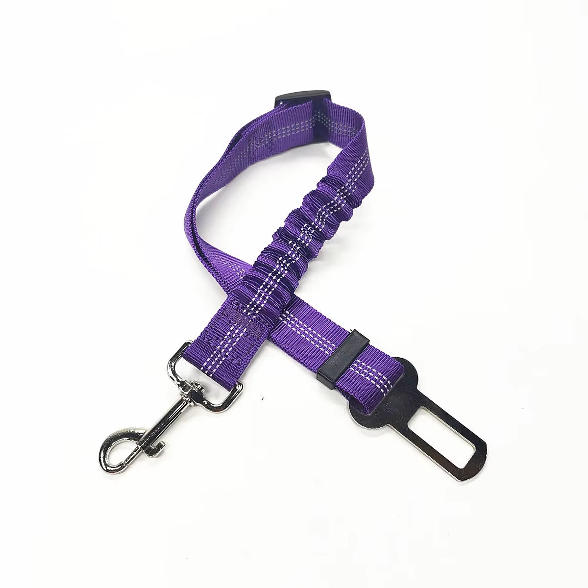 Adjustable Reflective Dog Car Seat Belt Harness with Cushioning and Elasticity for Safe Travel