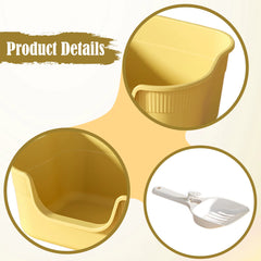 Semi Enclosed Cat Litter Box anti Splashing Cat Toilet Sand Box with Litter Shovel Pet Bedpan Tray Pet Cleaning Supplies
