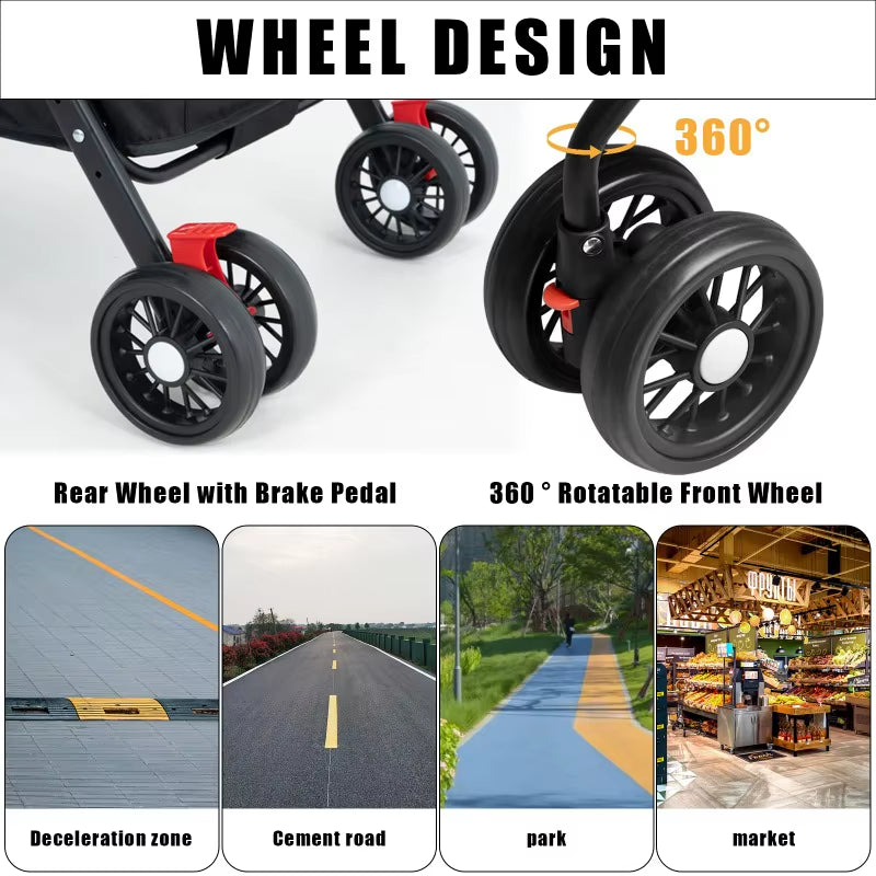 Pet Stroller Dogs Cats Teddy Bear Baby Stroller Small Pet Stroller Light and Foldable Suitable Outdoor Travel Dog Cat Supplies