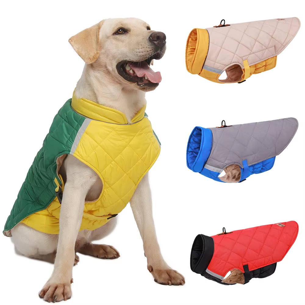 Reflective Labrador Big Dog Coat Jacket Winter Warm Pet Clothes for Medium Large Dogs Pitbull Golden Retriever Mascotas Clothing