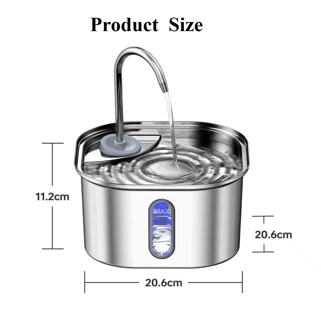 Stainless Steel Automatic Cat Water Fountain with USB Electric Ultra-Quiet Pump - Pet Water Dispenser for Cats and Dogs