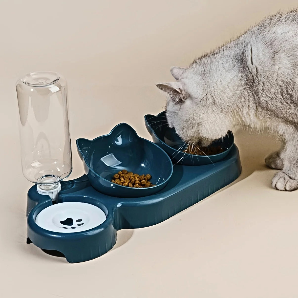 Pet Bowls with Water Feeder - 3 in 1 Ear Shaped Design