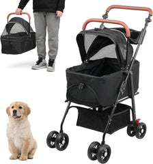 3 in 1 Folding Dog Stroller, Pet Stroller for Small/Medium Dogs, Cat Stroller W/