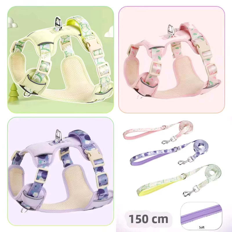 Adjustable Dog Summer Breathable Harness With Matching Leash