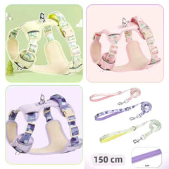 Adjustable Dog Summer Breathable Harness With Matching Leash