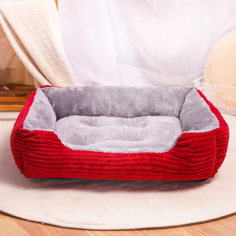 Rectangular Plush Dog Bed - Cozy Winter Cushion for Small Dogs and Cats