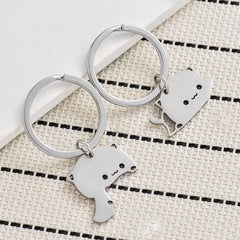 Cute Cat Keychain Stainless Steel 