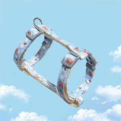 Dog Collar Harness Leash Set H-Shaped Cute Cartoon Printed - Anti-Lost Belt