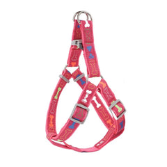 Adjustable Colorful Bone Dog Harness Vest Anti-Breakaway Wear-Resistant Dog Chest Harness with Rope Polyester