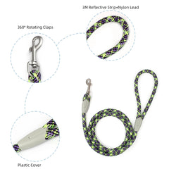 Premium Braided Nylon Rope Dog Leash and Collar Set - Heavy-Duty Adjustable Climbing Rope Pet Lead with Quick-Release Safety Buckle for Small, Medium, and Large Dogs