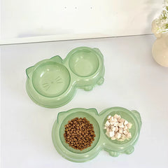 Cat Food Bowl - Pet Double Bowl Set, Anti-Spill Dog & Cat Feeding Bowls, Non-Slip Pet Food & Water Bowls,