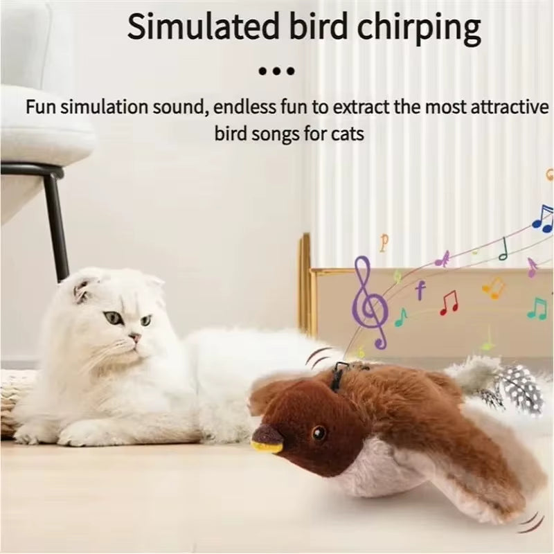 Interactive Rechargeable Flapping Bird Cat Toy with Catnip - Touch Activated Plush Toy for Cats (2 Styles)