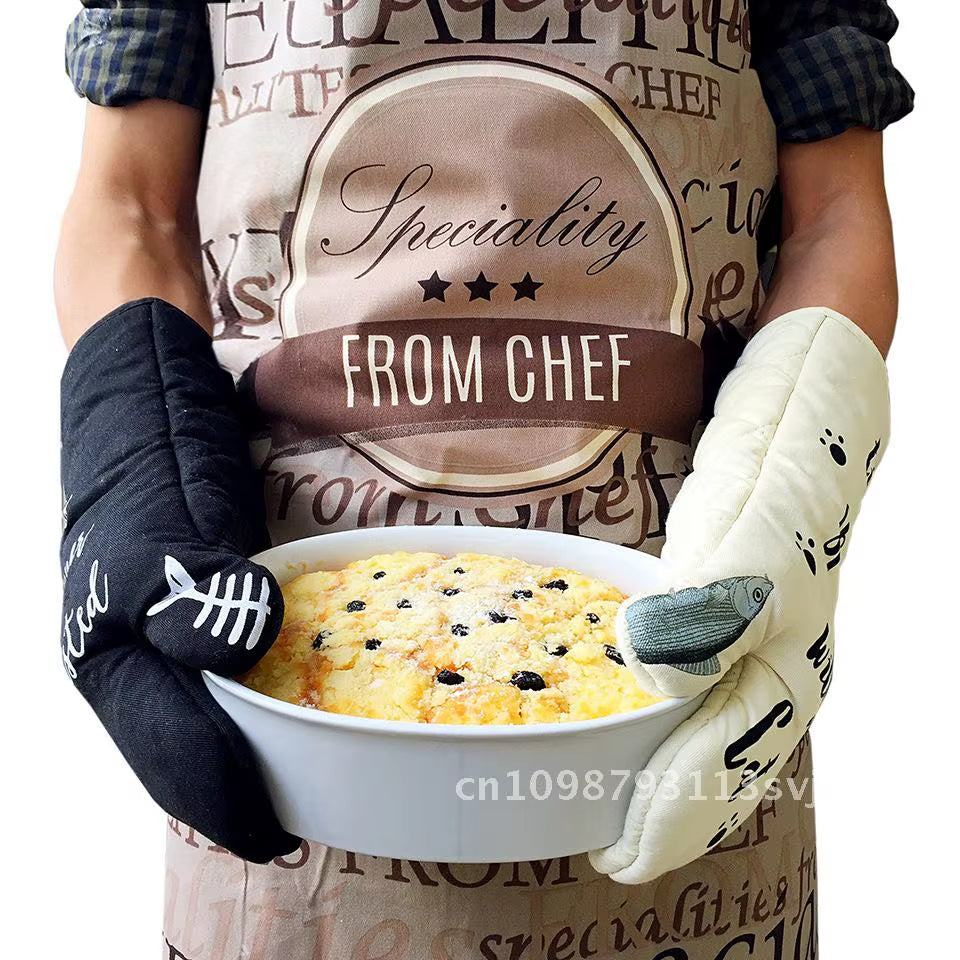 Cat Meow Cotton Oven Gloves - Anti-Scalding