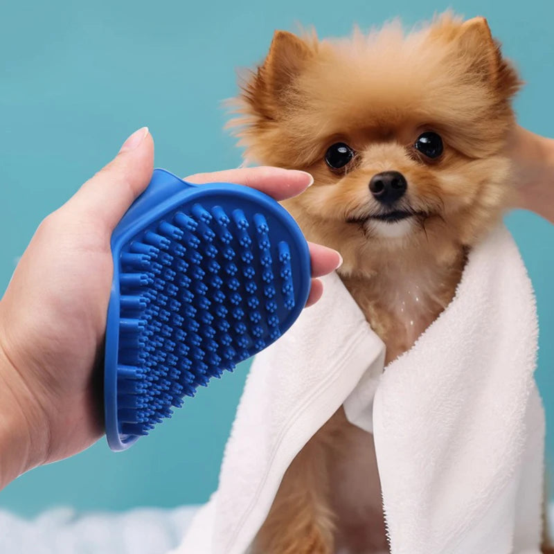 Soft Silicone Pet Bath Brush for Dogs & Cats - Dual-Sided Grooming Massage Tool with Waterproof Design, Removes Loose Hair Durin